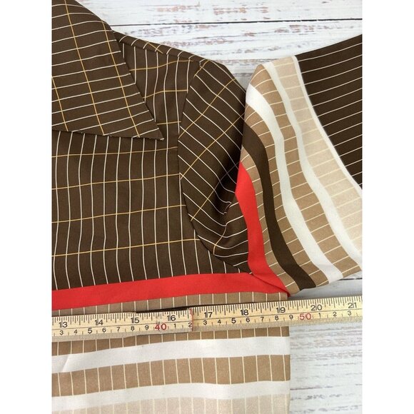 Vintage White Stag BrownButton Down Collar Long Sleeve Disco 70's Sz 14 Academia - Picture 6 of 13